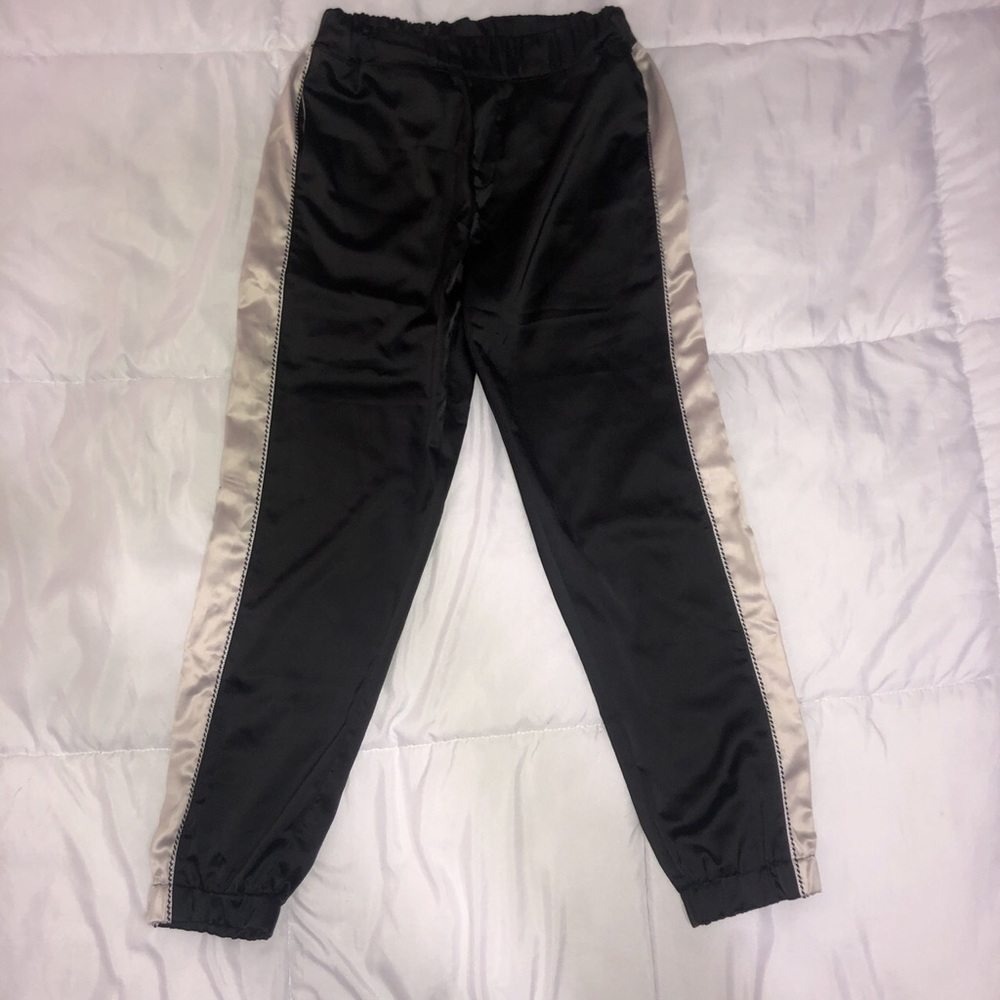 Black satin dress joggers